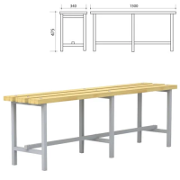 Скамья для раздевалок дерево, каркас металл, на ножках, 1500х340х475мм