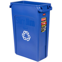 Контейнер для мусора Rubbermaid SlimJim 87л, синий, со знаком переработки, с системой вентиляции, FG
