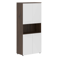 Шкаф с 2-мя комплектами глухих малых дверей MHC 85.4 Белый/Дуб Денвер темный 854х423х1956 MORRIS TRE