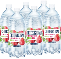 Вода питьевая Сенежская газированная, малина, 1л x 6шт