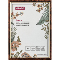 Рамка пластиковая Attache 21x30 (A4) ПЭТ  582 Темный орех с золотом