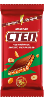 Шоколад Степ молочный с лесным орехом арахисом и карамелью, 80г