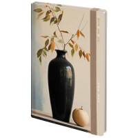 Ежедневник недатированный с резинкой А5 145х203 мм, BRAUBERG, твердый, фольга, 128 л., 'Vase', 11629