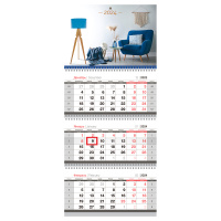 Календарь квартальный 3 бл. на 3 гр. OfficeSpace Mini 'Calm environment', с бегунком, 2024г.