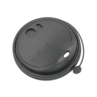 Крышка для одноразовых стаканов Атлас TL90 d=90мм, черная, с закрывающимся носиком, 50шт/уп