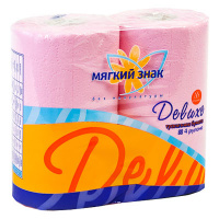 Туалетная бумага Мягкий Знак Deluxe без аромата, розовая, 2 слоя, 4 рулона, 175 листов