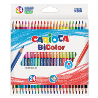 Карандаши двусторонние CARIOCA 'Bi-color', 24 штуки, 48 цветов, трехранные, заточенные, 43031