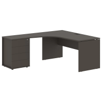 Стол эргономичный с тумбой EDCET 1518(L) Мокко/Черный 1560х1880х750 EDIS