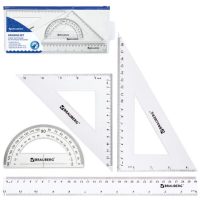 Набор чертежный Brauberg Quantum линейка 30см, 2 треугольника, транспортир, большой
