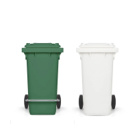 Бак для мусора TTS, 120л,  на колесах, с педалью и крышкой, зеленый, 00005054