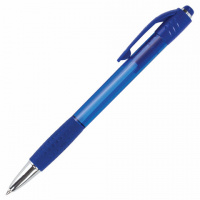 Шариковая ручка автоматическая Brauberg синяя, 0.35мм, синий корпус