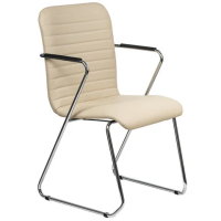 Стул посетителя Brabix Visit CF-101 экокожа, бежевая, каркас хром
