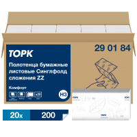 Бумажные полотенца Tork Advanced H3 290184 23х23см двухслойное 200шт, листовое, белое