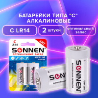 Батарейка Sonnen C LR14, 1.5В, алкалиновая, 2шт/уп