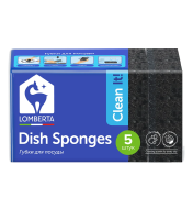 Губка для посуды Lomberta Интенсив черная 9.5 x 6.5см, 5шт