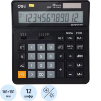 Калькулятор настольный КОМПАКТ Deli EM01020 черн 12-разр. Функ.вычис.налога
