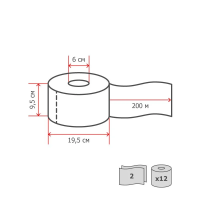Туалетная бумага Veiro Professional Comfort T203, в рулоне, 200м, 2 слоя, белая, 12 рулонов