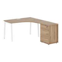 Стол эргономичный с тумбой ELCET 1318(R) Дуб Денвер светлый/Белый 1360х1880х750 EDIS