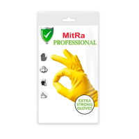 Перчатки латексные Mitra Professional р.L, желтые, с х/б напылением