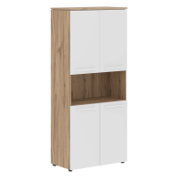 Шкаф с 2-мя комплектами глухих малых дверей MHC 85.4 Белый/Дуб Денвер светлый 854х423х1956 MORRIS TR