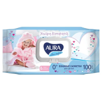 Салфетки влажные Aura Ultra Comfort гипоаллергеннные, 100шт, с крышкой-клапаном