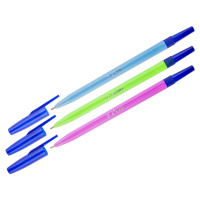 Ручка шариковая Стамм '049' синяя, 1,0мм, флуоресцентный корпус ассорти
