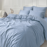 Комплект постельного белья Guten Morgen сатин темно-голубой полутораспальное