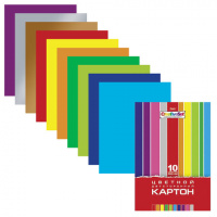 Цветной картон Hatber Creative Set 10 цветов, А4, 10 листов, мелованный, двухсторонний
