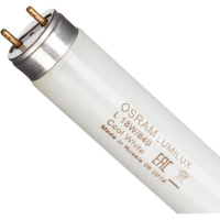 Лампа люминесцентная Osram Lumilux L 18Вт, G13, 4000К, холодный белый свет, трубка, 25шт/уп