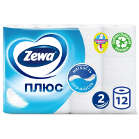 Туалетная бумага Zewa Плюс 2 слоя, 12 рулонов, 23 м, белая