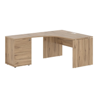 Стол эргономичный с тумбой EDCET 1318(L) Дуб Денвер светлый/Белый 1360х1880х750 EDIS