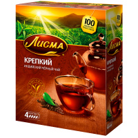 Чай Лисма Крепкий, черный, 100 пакетиков