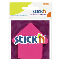 Блок для записей с клейким краем Stick'n Стрелка малиновый, 76х76, 50 листов