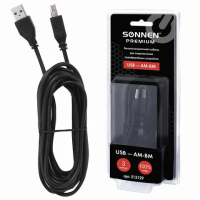 Кабель USB 2.0 Sonnen Premium 3м, для периферии