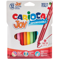 Фломастеры для рисования Carioca Joy 12 цветов, смываемые, европодвес
