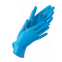 Перчатки нитровиниловые Wally Plastic текстурированные М, голубые, 50 пар