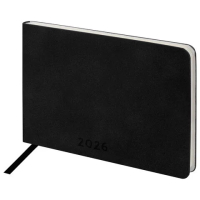 Еженедельник датированный 2026 МАЛЫЙ ФОРМАТ 105х160 мм, А6, BRAUBERG 'Unique', черный, 117208