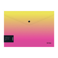Папка-конверт на кнопке Berlingo 'Radiance', 180мкм, желтый/розовый градиент, с рисунком