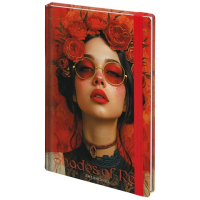 Ежедневник недатированный с резинкой А5 145х203 мм, BRAUBERG, твердый, фольга, 128 л., 'Red vibe', 1