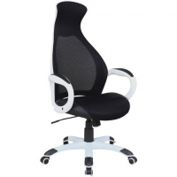 Кресло руководителя Brabix Genesis EX-517 экокожа, ткань, сетка, черная, крестовина белый пластик
