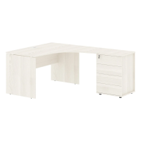 Стол эргономичный с тумбой EDCET 1318(R) Ясень Траун/Белый 1360х1880х750 EDIS