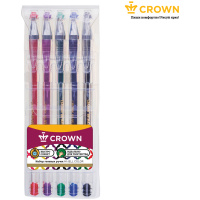 Набор гелевых ручек Crown Hi-Jell Color 5 цветов, 0.5мм