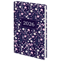 Ежедневник датированный 2026 145х215 мм, А5, STAFF, ламинированная обложка, 'Flowers', 117318