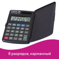 Калькулятор карманный Staff STF-899 черный, 8 разрядов