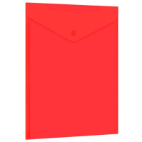 Папка-конверт с кнопкой прозрачная А4 BRAUBERG UNIVERSAL, вертикальная, красная, 0,15 мм, 273077
