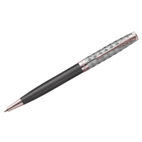 Ручка шариковая Parker 'Sonnet Metal&Grey PGT', черная, 1,0мм, поворот., подарочная упаковка