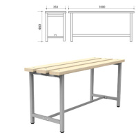 Скамья для раздевалок Титан СТ 1 каркас металл, серый, 1000х350х460мм