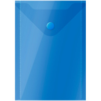 Пластиковая папка на кнопке Officespace синяя полупрозрачная, А6