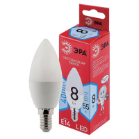 Лампа светодиодная ЭРА, 8(55)Вт, цоколь Е14, свеча, нейтральный белый, 25000 ч, LED B35-8W-4000-E14,