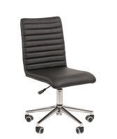 Кресло офисное Chairman 020 экокожа премиум, черная, крестовина хром, без подлокотников